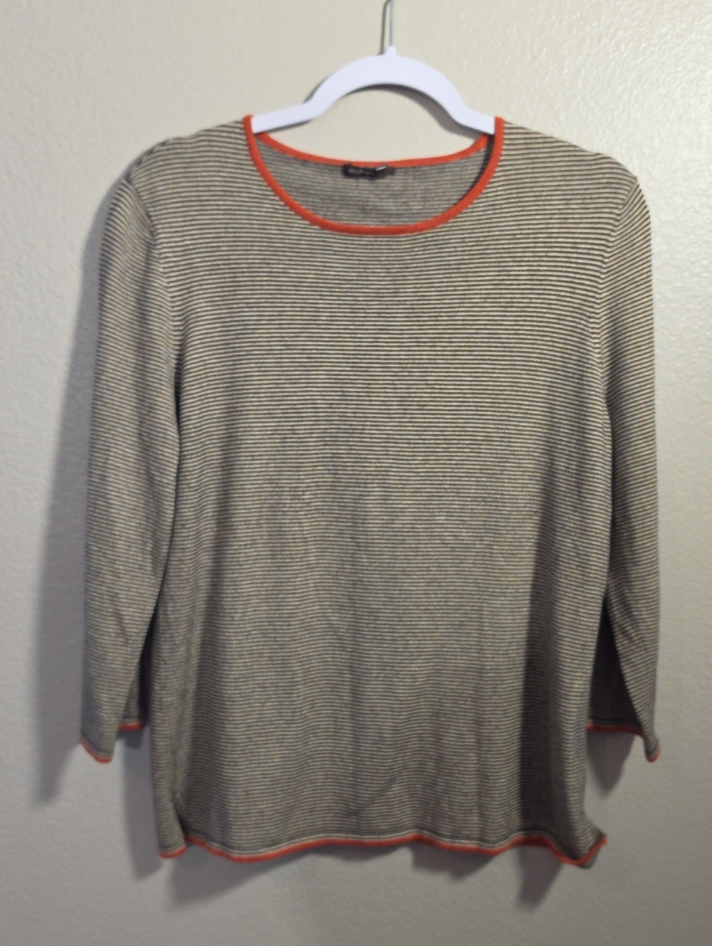 J. McLaughlin Essential Cotton Blend Striped Sweater,  Large